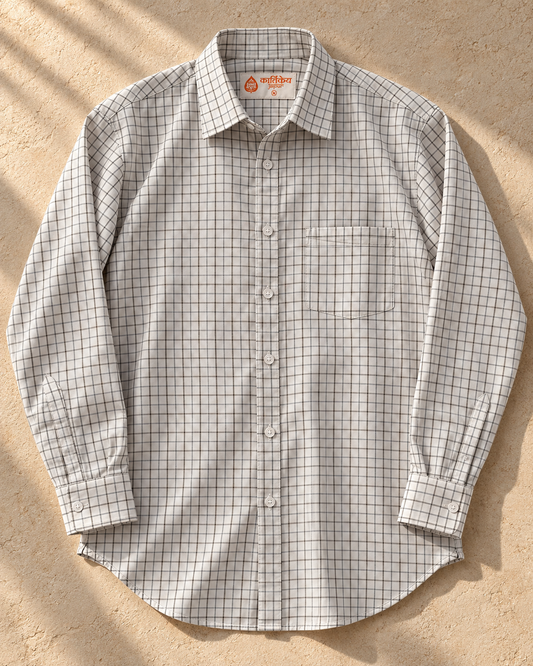 Mens Small Checks Every Day Wear Premium Cotton Shirt