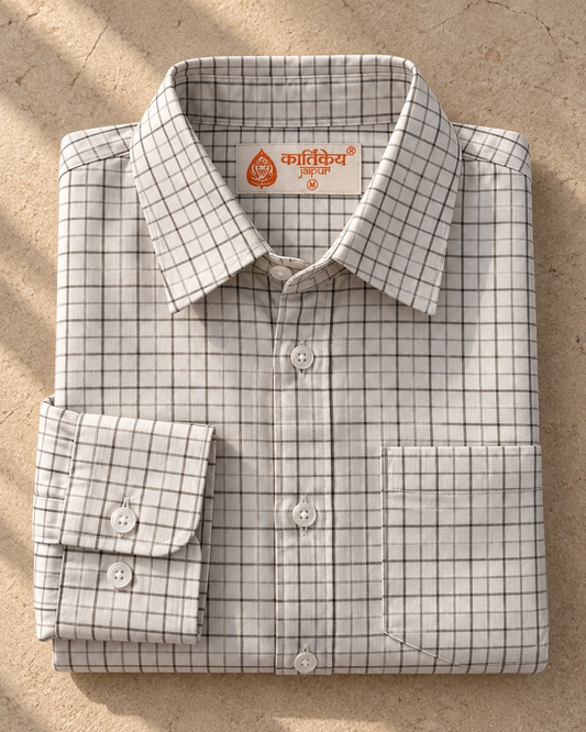Mens Small Checks Every Day Wear Premium Cotton Shirt