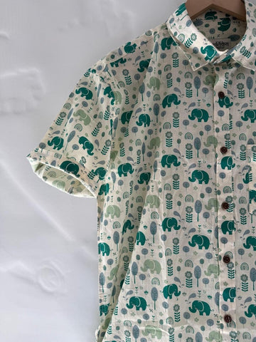Elephant Print Cotton Shirt for Men
