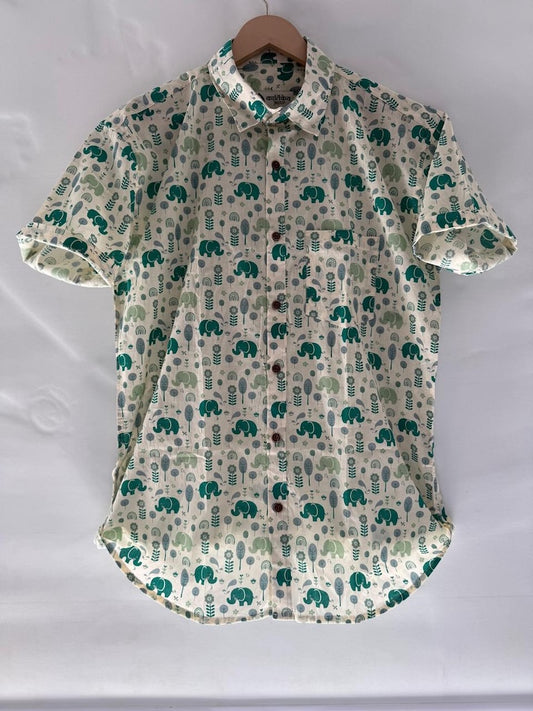 Elephant Print Cotton Shirt for Men