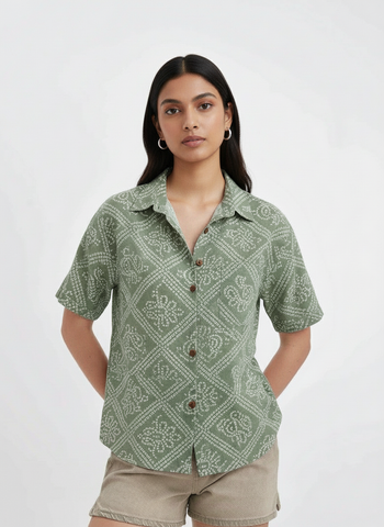 Bandhej Oversized Half Shirt for Women By Kartikeya Jaipur