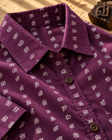 Tamil Alphabet Half Sleeves Classic Shirt for Women