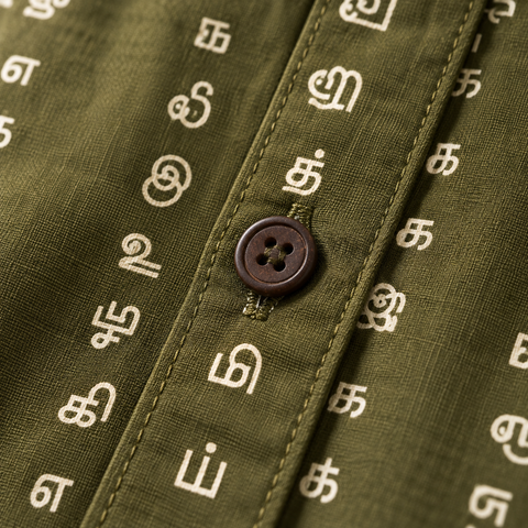 Tamil Alphabet Half Sleeves Classic Shirt for Women