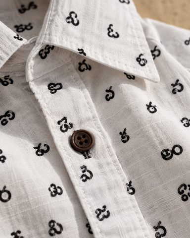 Classic Telugu Script Print Full Sleeve Classic Shirt For Men