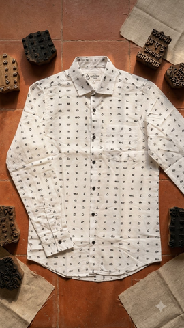 Classic Telugu Script Print Full Sleeve Classic Shirt For Men