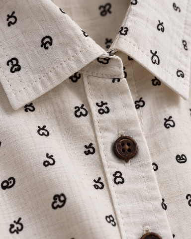 Heritage Telugu Script Half Sleeves Shirt for Women