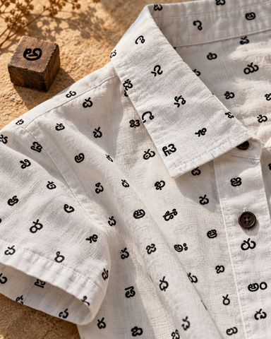 Heritage Telugu Script Half Sleeves Shirt for Women