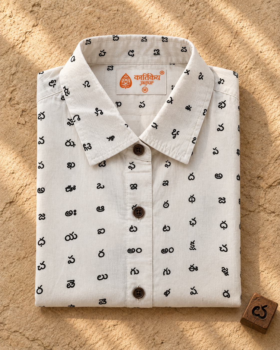 Heritage Telugu Script Half Sleeves Shirt for Women