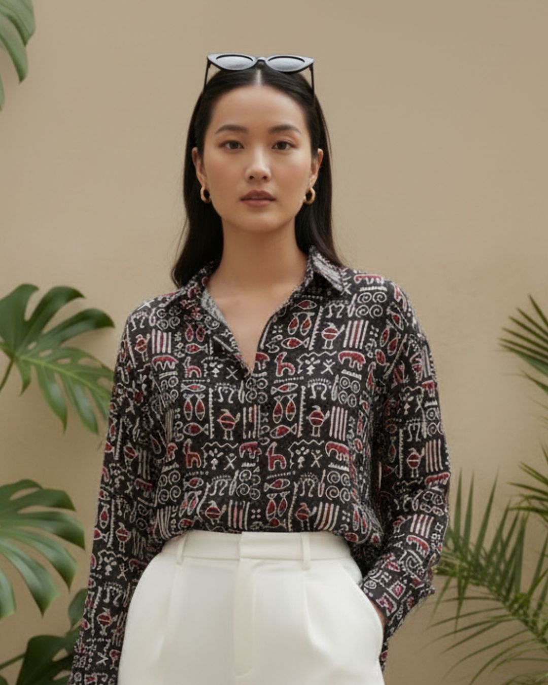 Tribal Print Full Sleeve Cotton Shirt for Womens