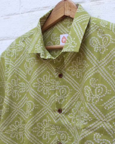 Bandhani Print Cotton Shirt for Men ( Brown Oak )