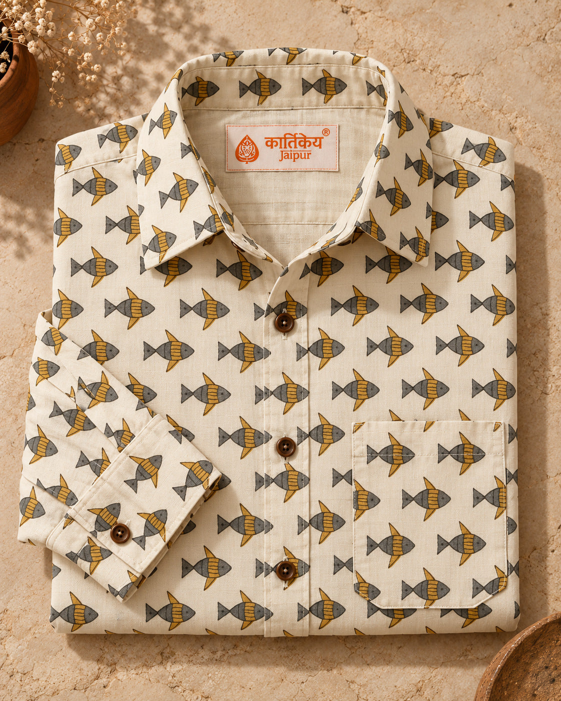 Quirky Fish Print Printed Men's Shirt Full Sleeves