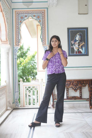 Block Printed Plus Size Cotton Shirt For Women
