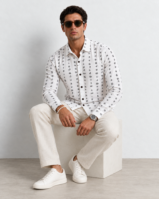 தமிழ் எழுத்து  Men’s Full Sleeve Tamil Classic Cotton Organic Shirt