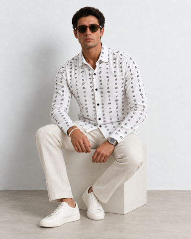 தமிழ் எழுத்து  Men’s Full Sleeve Tamil Classic Cotton Organic Shirt