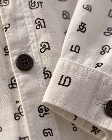 தமிழ் எழுத்து  Men’s Full Sleeve Tamil Classic Cotton Organic Shirt