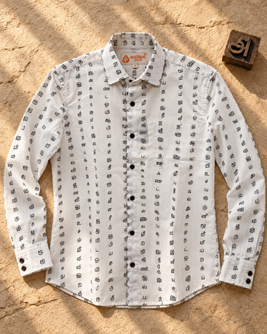 தமிழ் எழுத்து  Men’s Full Sleeve Tamil Classic Cotton Organic Shirt