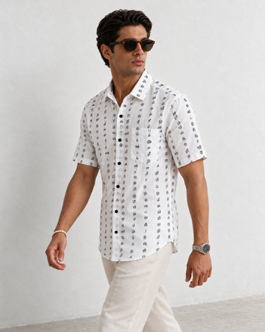 தமிழ் எழுத்து  Men’s Classic Tamil Half Sleeves Cotton Mens Shirt