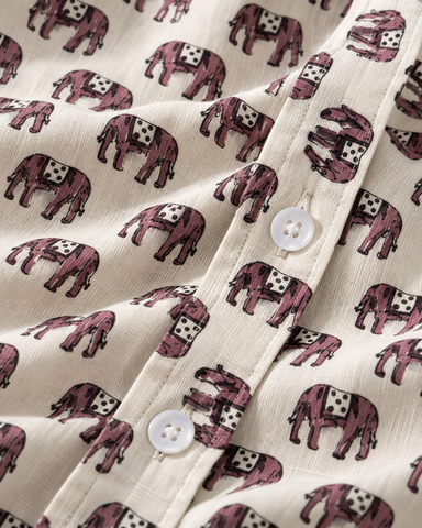 Half Sleeve Elephant Print Shirt for Women