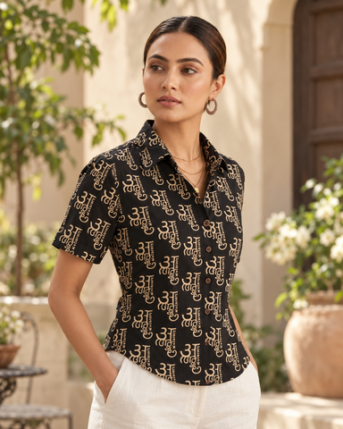 अक्षरमाला Cotton Half Sleeve Shirt for Women