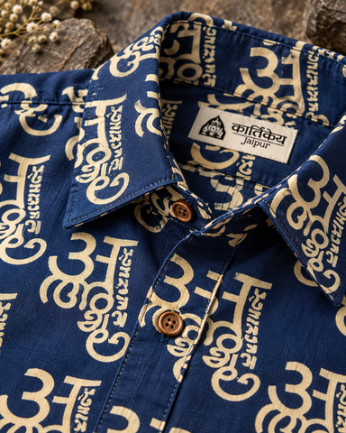 अक्षरमाला Cotton Half Sleeve Shirt for Women - Blue