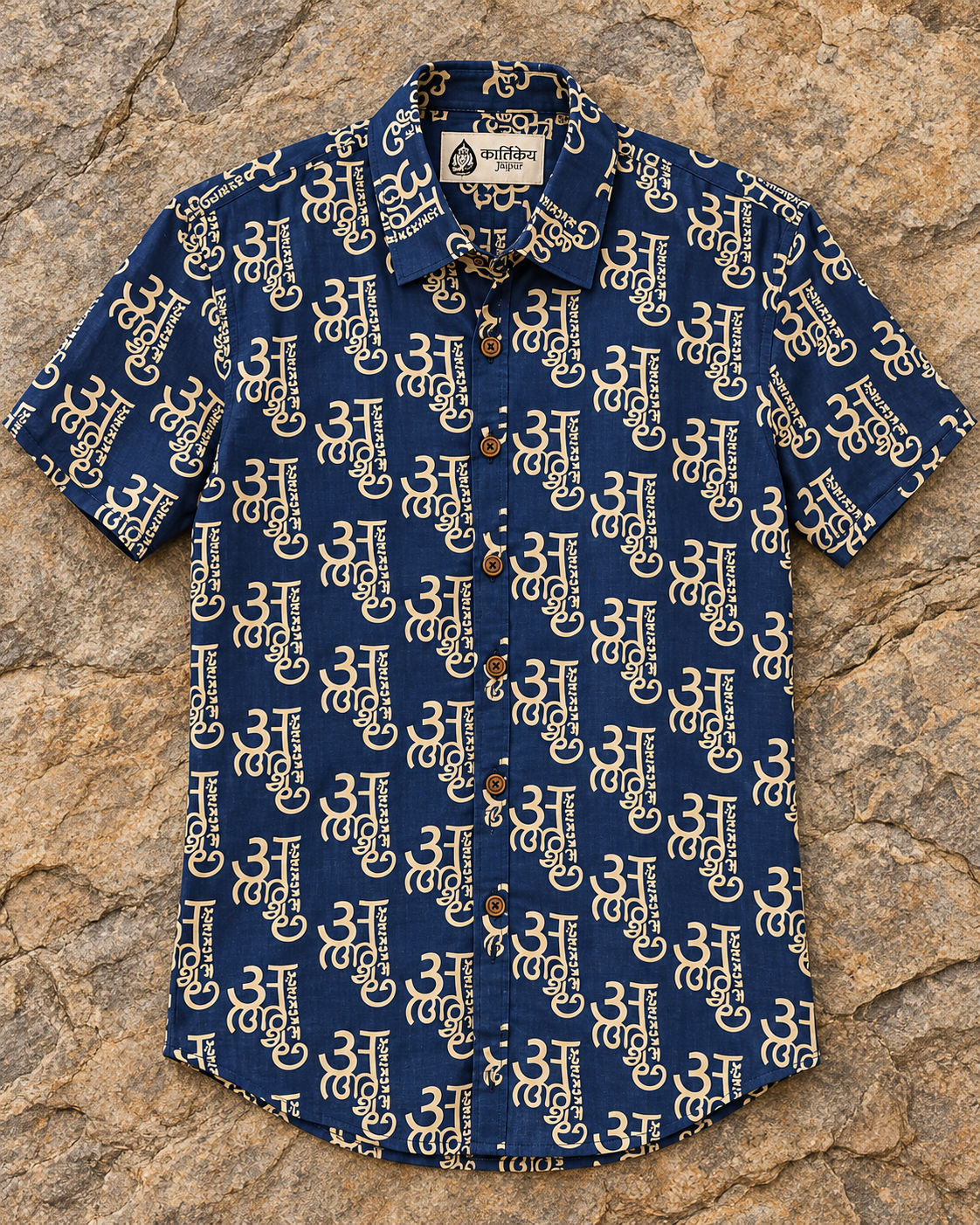 अक्षरमाला Cotton Half Sleeve Shirt for Women - Blue