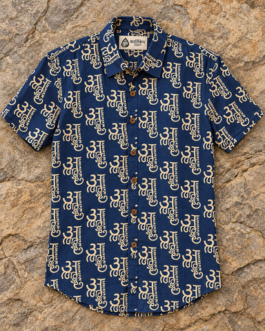 अक्षरमाला Cotton Half Sleeve Shirt for Women - Blue