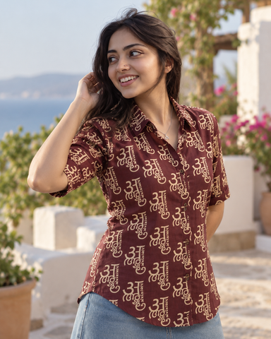 अक्षरमाला Cotton Half Sleeve Shirt for Women