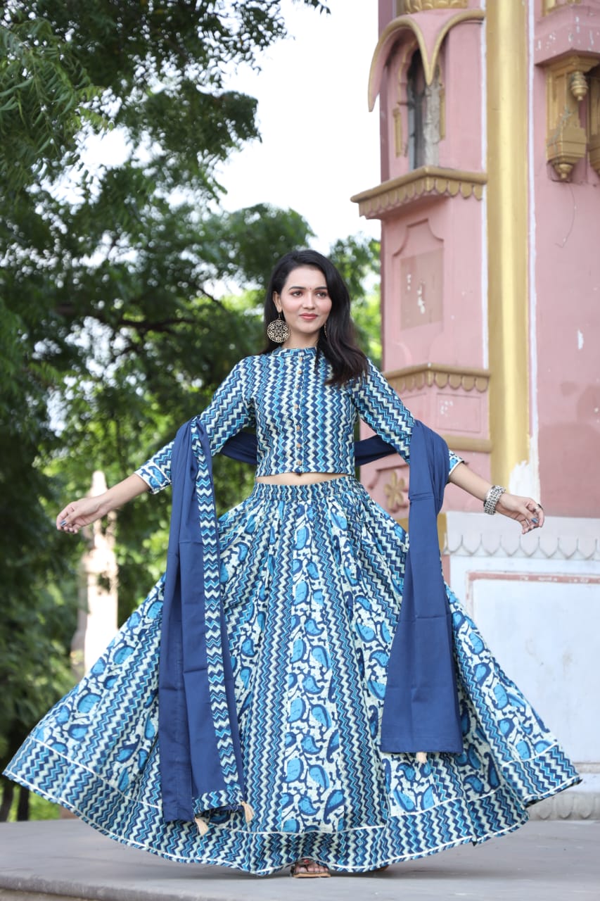 ZONFAB Women's Rajasthani Poshak Georgette Semi Stitched Lehenga Choli  (ZF501100) Light Blue, Free Size : Amazon.in: Fashion