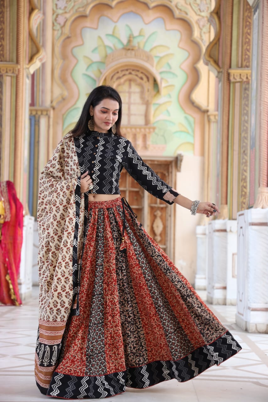 Designer Jaipuri Lehenga Choli With Shibori Print on Uppada Silk Fabric  With Dupatta and Unstitched Blouse, Bridal Gotta Patti Lehenga Choli - Etsy