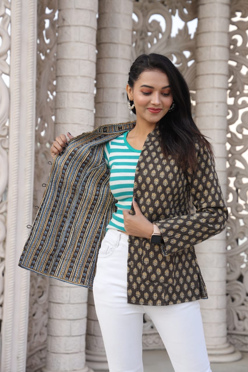 Buy Indigo Dabu printed Cotton Jacket/Kurta Women Kurtas Online at  Jaypore.com | Cotton jackets women, Long jackets for women, Kurta designs  women