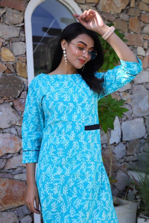 Beautiful Cotton Bagru Printed Kurti One Piece Dress - Lable Rahul Singh